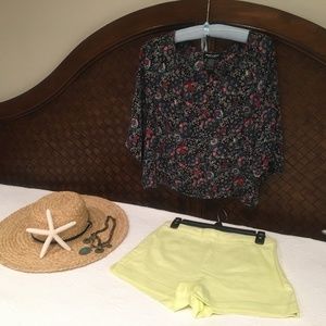 Black, Blue, and Red Floral Blouse